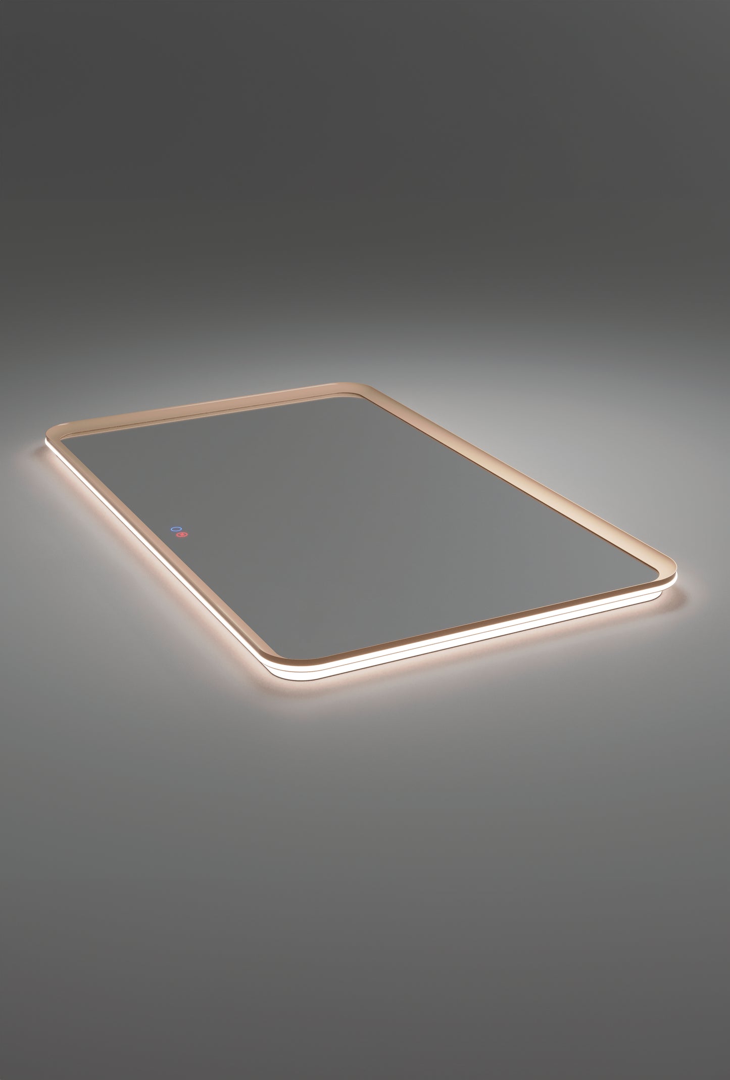 Duomo square bathroom mirror with backlit and perimeter lighting by Ledimex