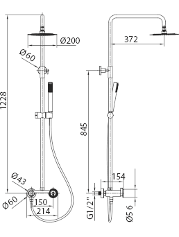 Imex Olimpo brushed gold shower bar