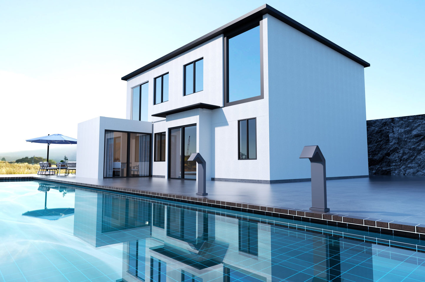 Niagara Cobalt Grey Grande Swimming Pool Waterfall | 316 Stainless Steel | Poolimex