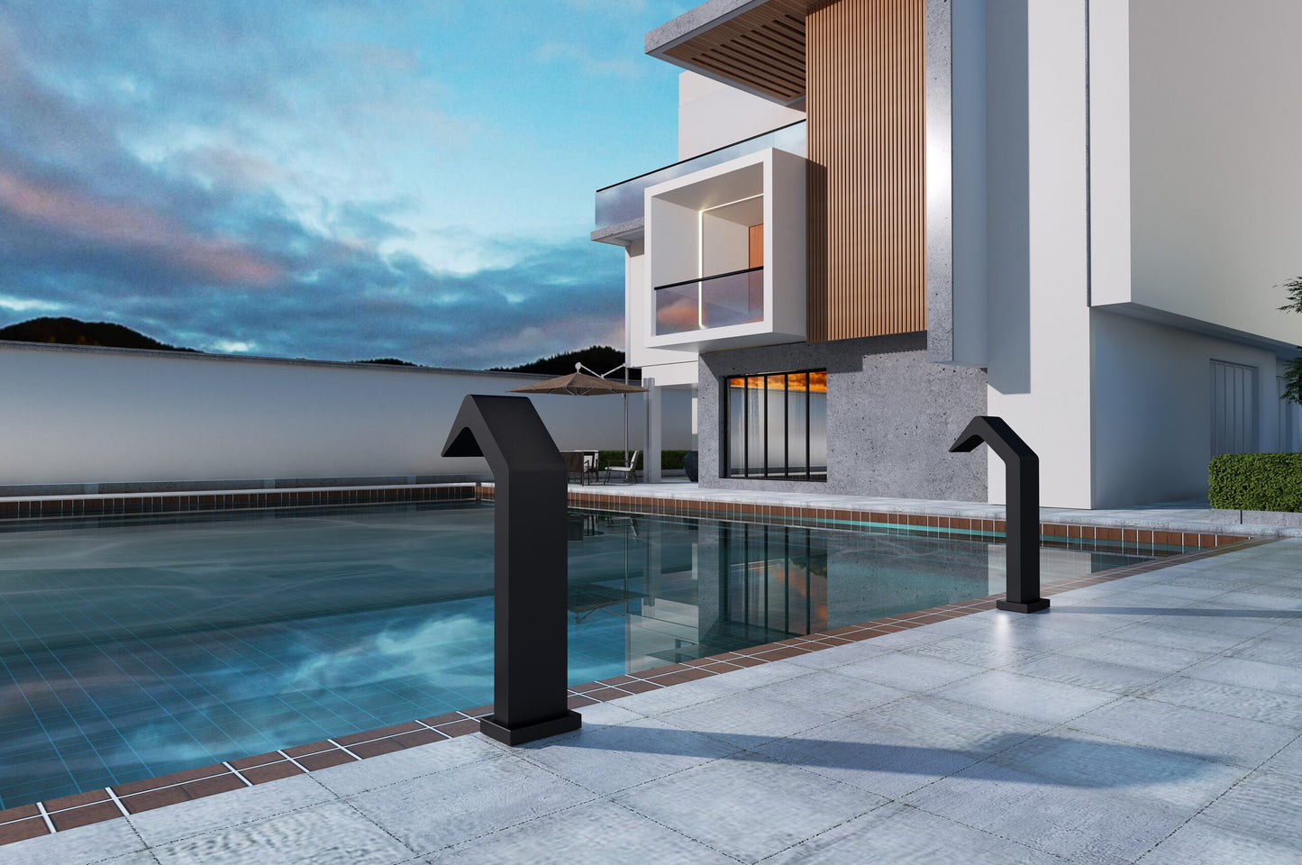 Niagara Matte Black 316 Stainless Steel Large Pool Waterfall | Poolimex