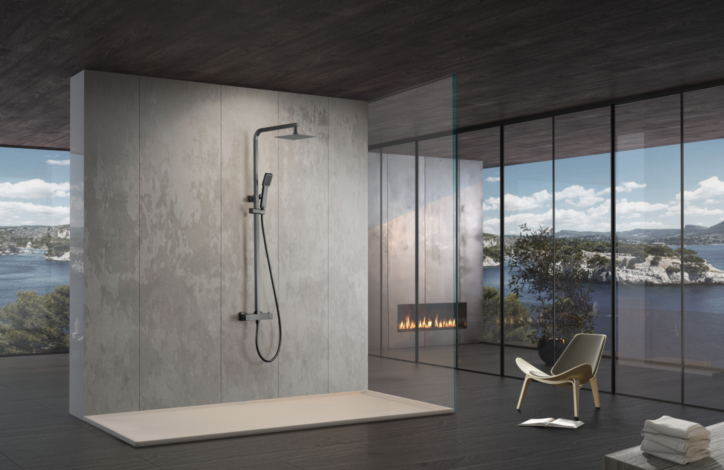 Vigo Black Gun Metal Thermostatic Shower Bar Faucet by Imex