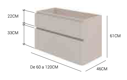 Meuble-lavabo mural Leo - 2 tiroirs de dimensions inégales - Fabriqué en Espagne | Maderó Atelier