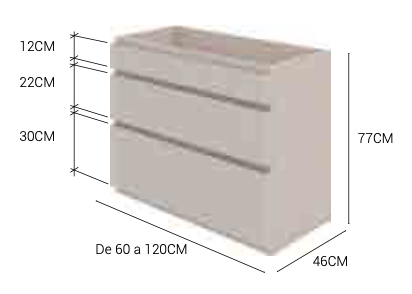Floor-mounted washbasin cabinet with 3 uneven drawers Leo by Maderó Atelier
