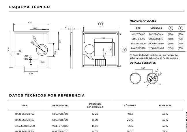 Square bathroom mirror with front light and magnifying mirror Malta