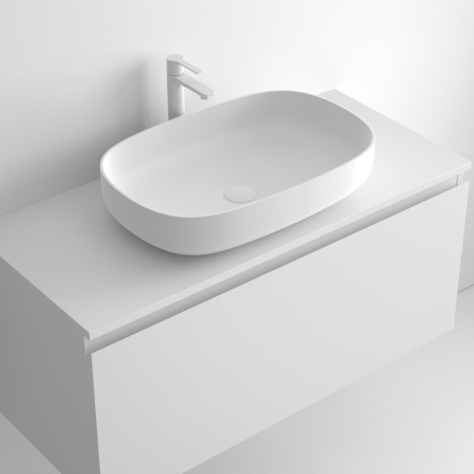 Slim L countertop washbasin by Maderó Atelier