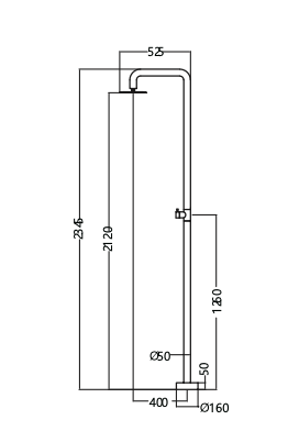 Poolimex Oregon Series S.316 Stainless Steel Monofluid Outdoor Shower