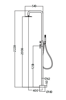 Poolimex Florida series single-lever outdoor shower in matte black S.316 steel.