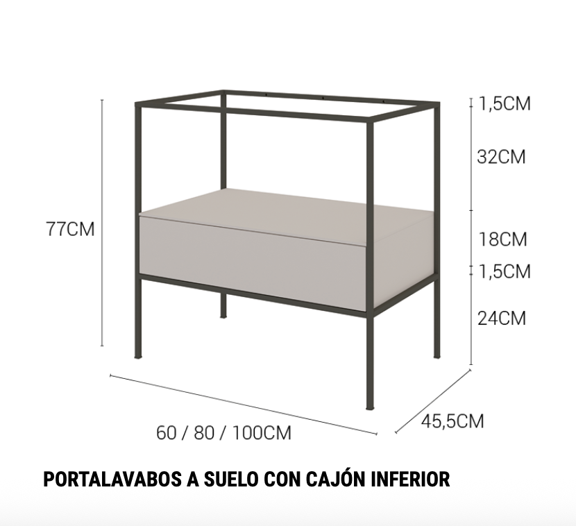 Floor-mounted washbasin cabinet with lower drawer Tribeca by Maderó Atelier Industrial style NEW!