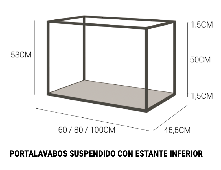 Mueble portalavabo suspendido con estante Tribeca de Maderó Atelier estilo Industrial NOVEDAD!