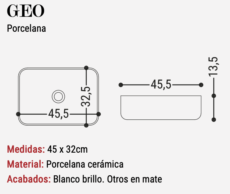 Geo Countertop Washbasin 45.5x32.5cm - Made in Spain | Maderó Atelier