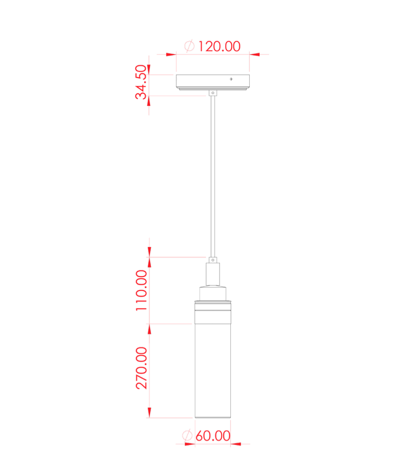 Lámpara Colgante Baño Delta Tube IP65 | Latón y Vidrio | Mullan Lighting
