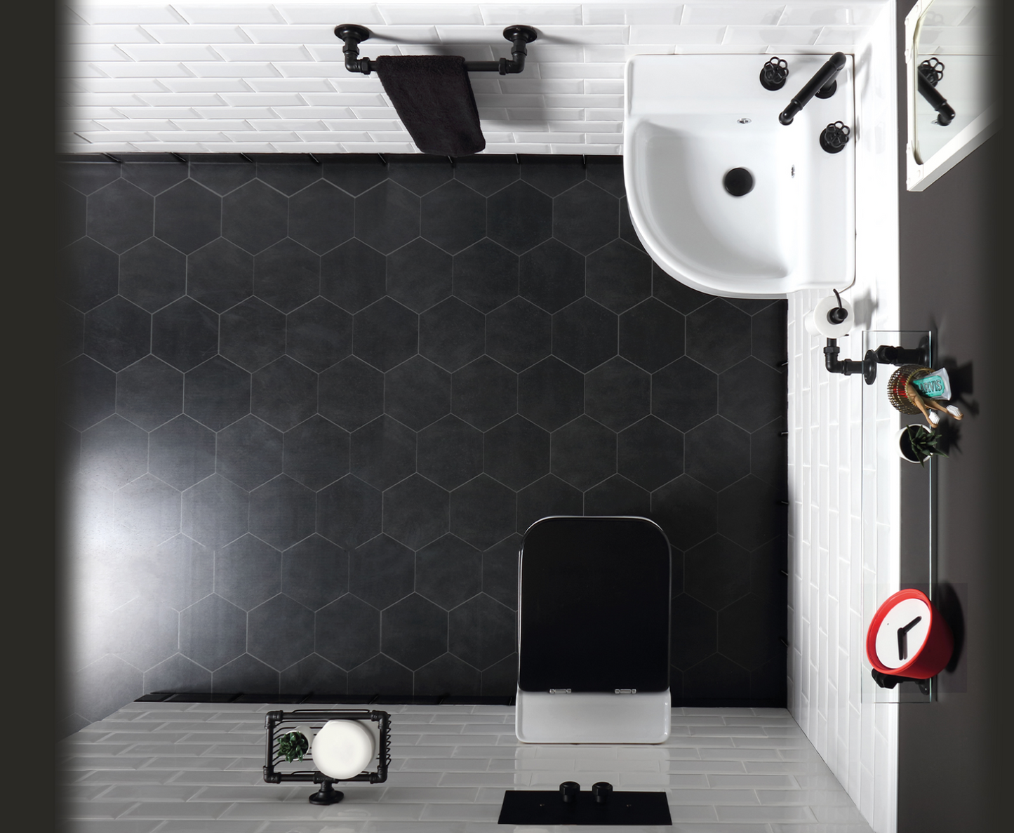 Industrialis corner ceramic washbasin in Industrial style