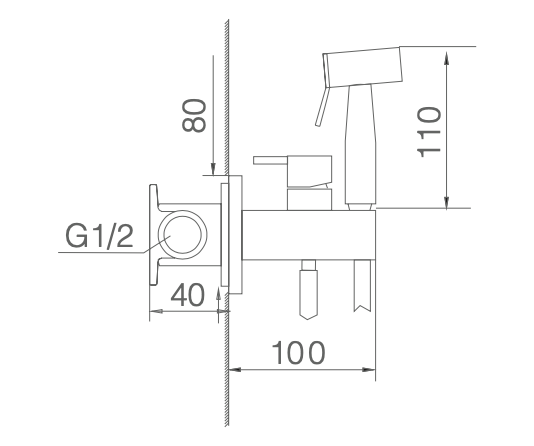 Munich Black Gun metal built-in bidet faucet by Imex
