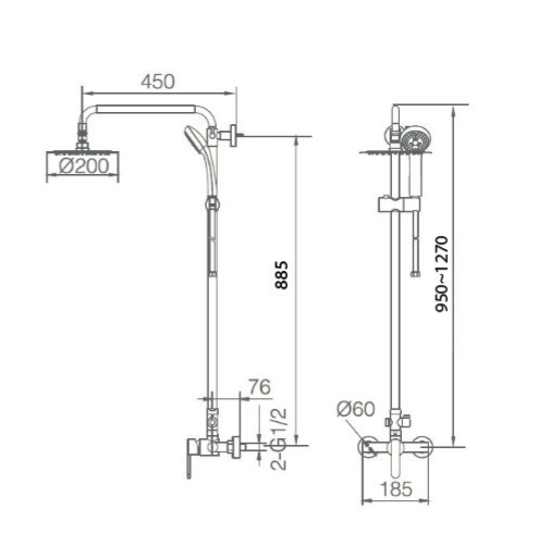 Imex Roma Brushed Gold Single Handle Shower Bar