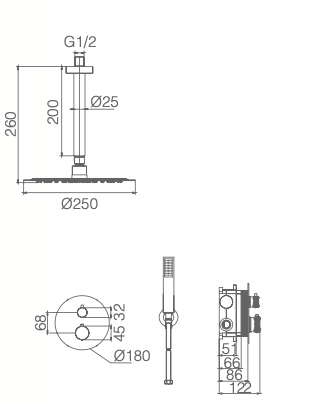 Imex Top matte black built-in single-lever shower set