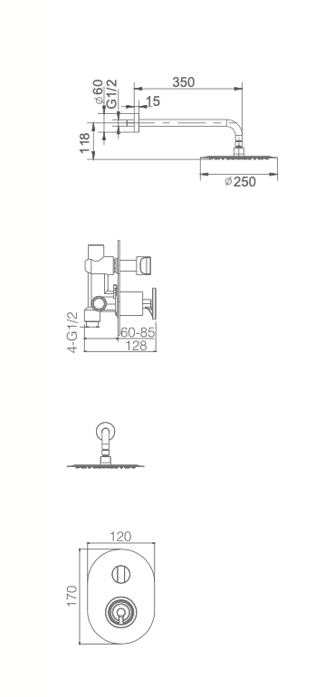Robinetterie de douche encastrée chromée Olimpo d'Imex