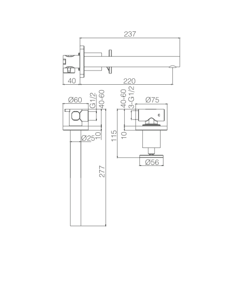 Olimpo matte black built-in sink taps by Imex