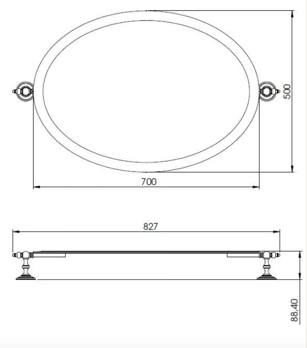 Classic style tilting oval bathroom mirror