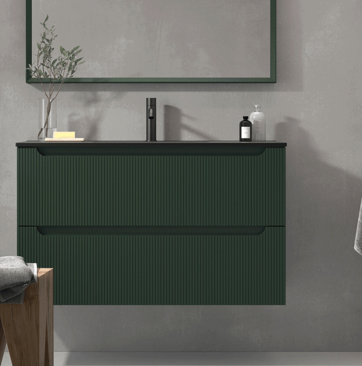 Kimono bathroom mirror made of Maderó Atelier