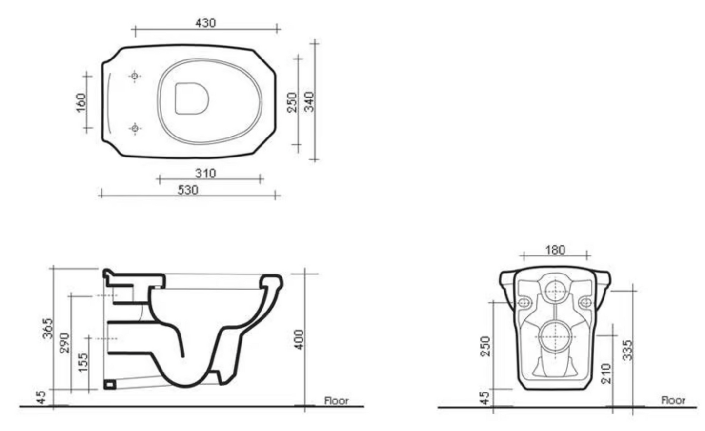Provence 700 suspended ceramic toilet by Balneo Toscia Classic style