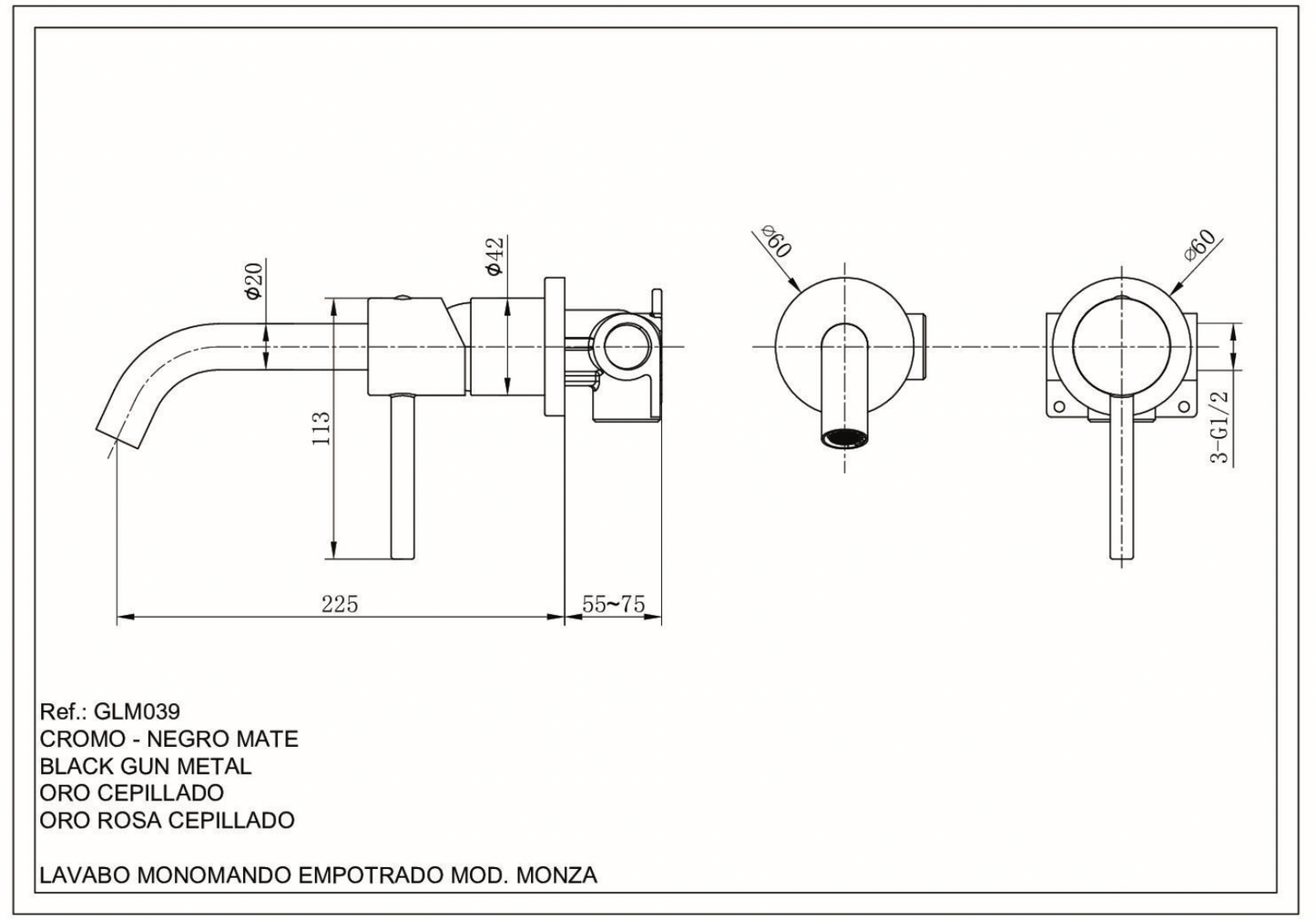 Monza Brushed Gold Built-in Bathroom Faucet - Imex | Minimalist Design
