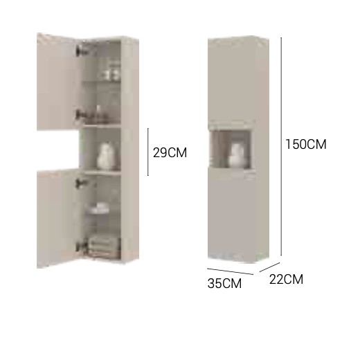 Kimono suspended column with 2 doors and 1 opening by Maderó Atelier