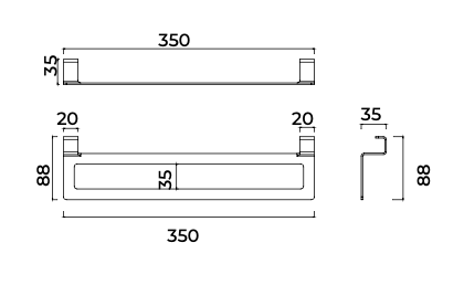 Inner Cabinet Towel Rail Form | Stainless Steel | 6 Finishes – Medimex