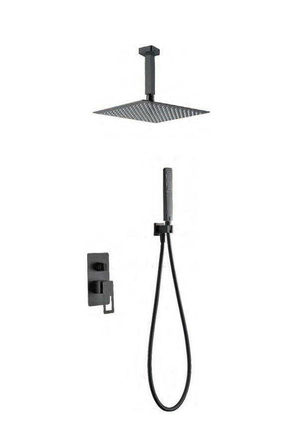 Stockholm Matte Black Recessed Single Handle Shower Set by Imex