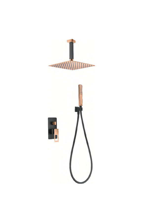 Stockholm black rose gold built-in single-lever shower set by Imex