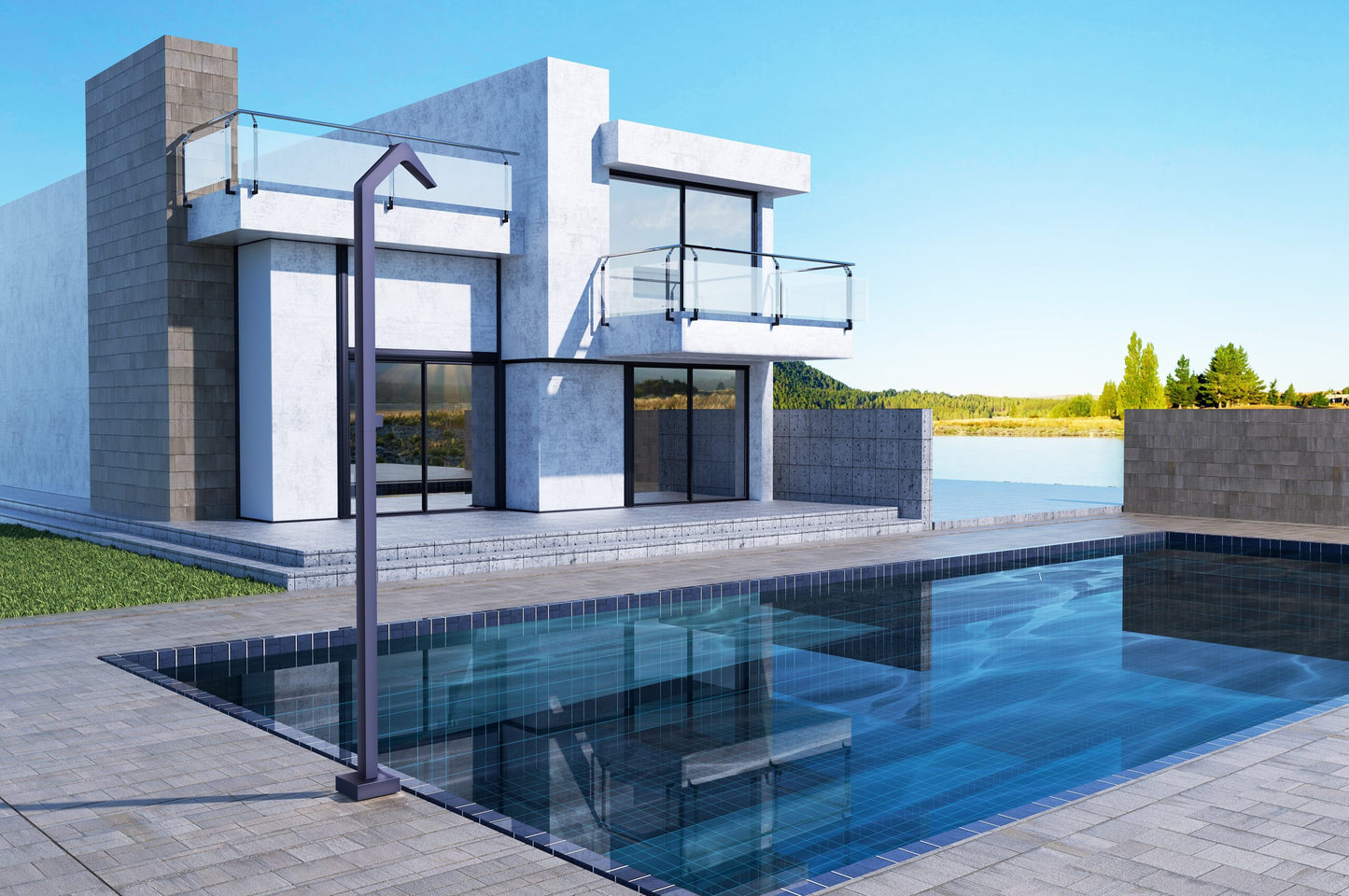 Stainless Steel Outdoor Shower S.316 Niagara Series | Ocean Blue – Poolimex