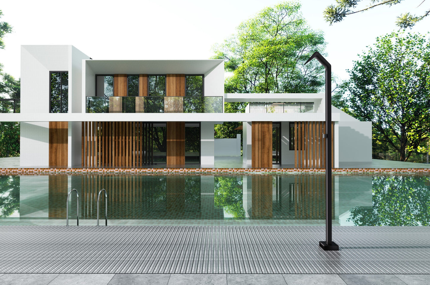 Ducha Exterior Acero Inox S.316 Serie Niagara | Negro Mate – Poolimex