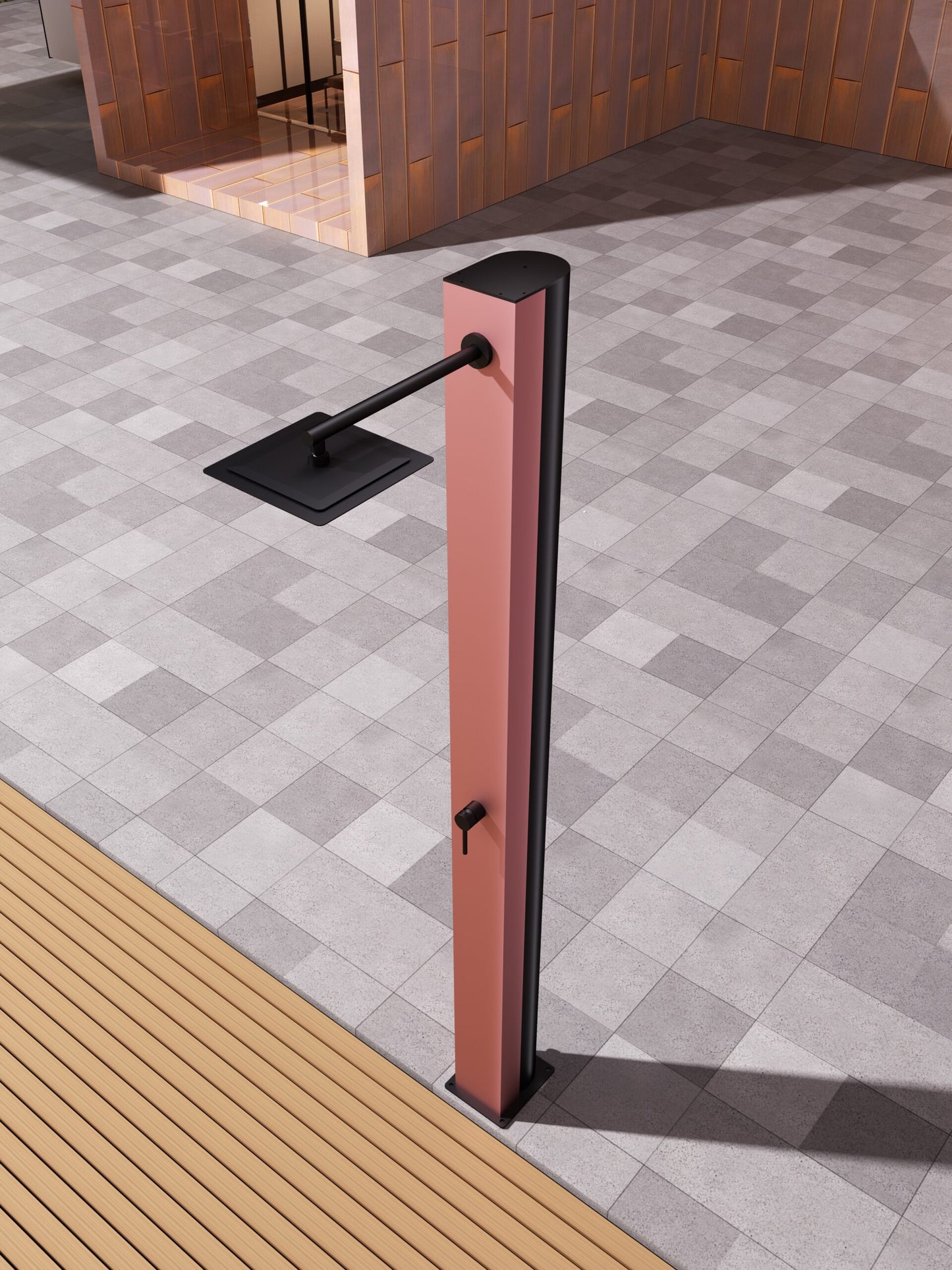 Outdoor Shower Stainless Steel S.316 with Accumulator Tank | Phoenix Coral Pink Series – Poolimex