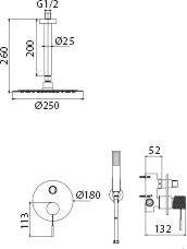 Top-of-the-line Brushed Rose Gold Built-in Thermostatic Shower Set - Imex