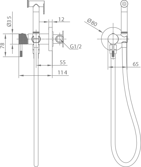 Robinet de bidet encastré Line en métal noir par Imex