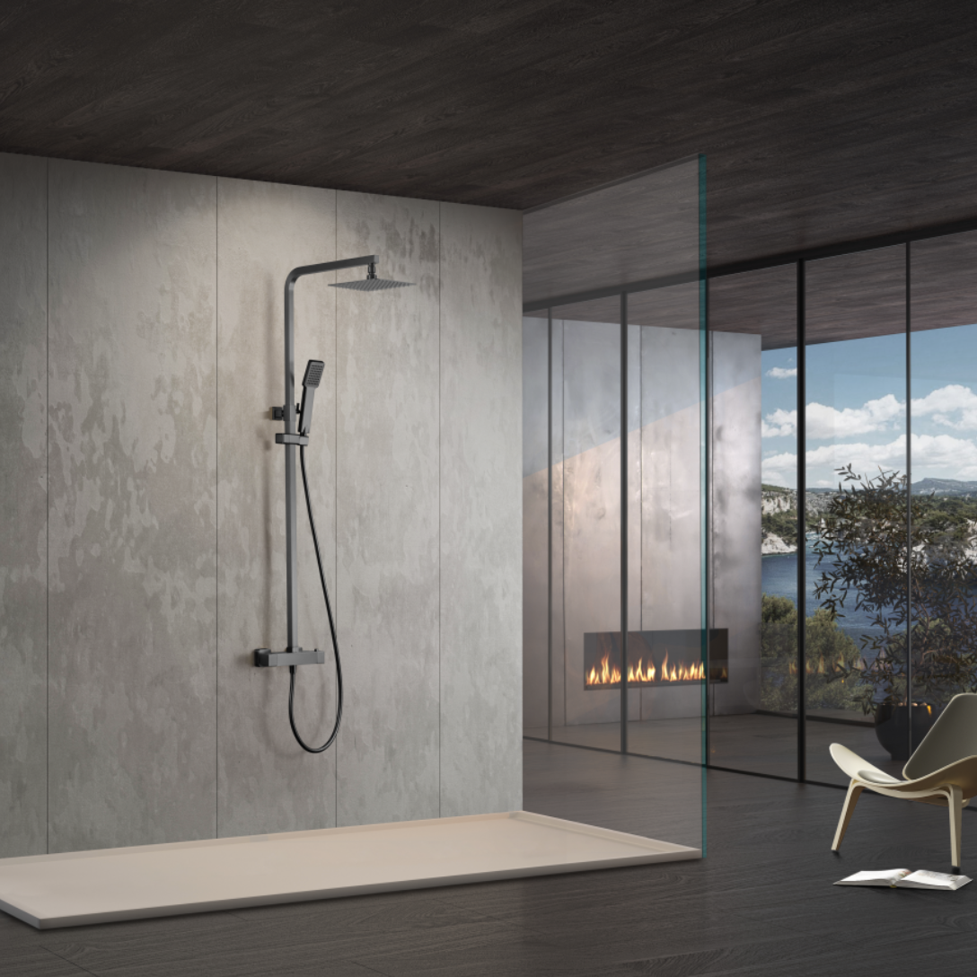 ambiente barra ducha termostatica Vigo black gun metal