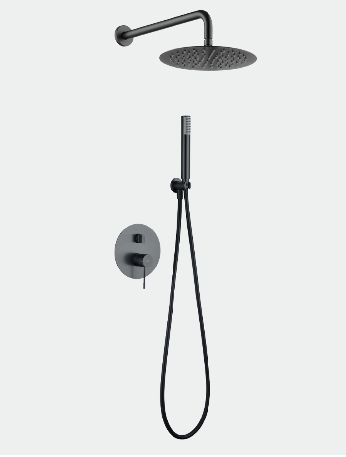 conjunto ducha empotrado Line black gun metal