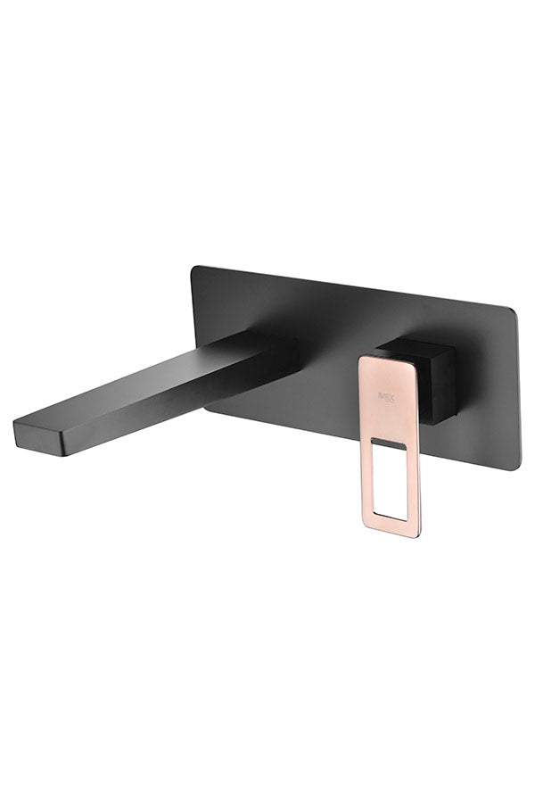 Grifo lavabo empotrado negro - OLIMPO NEGRO-ORO ROSA de Imex