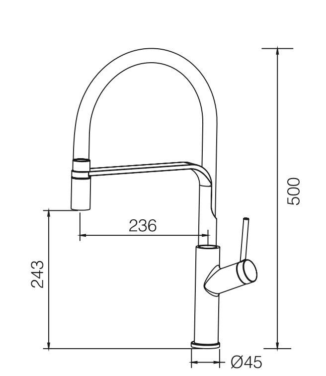 medidas grifo cocina flexible Sena