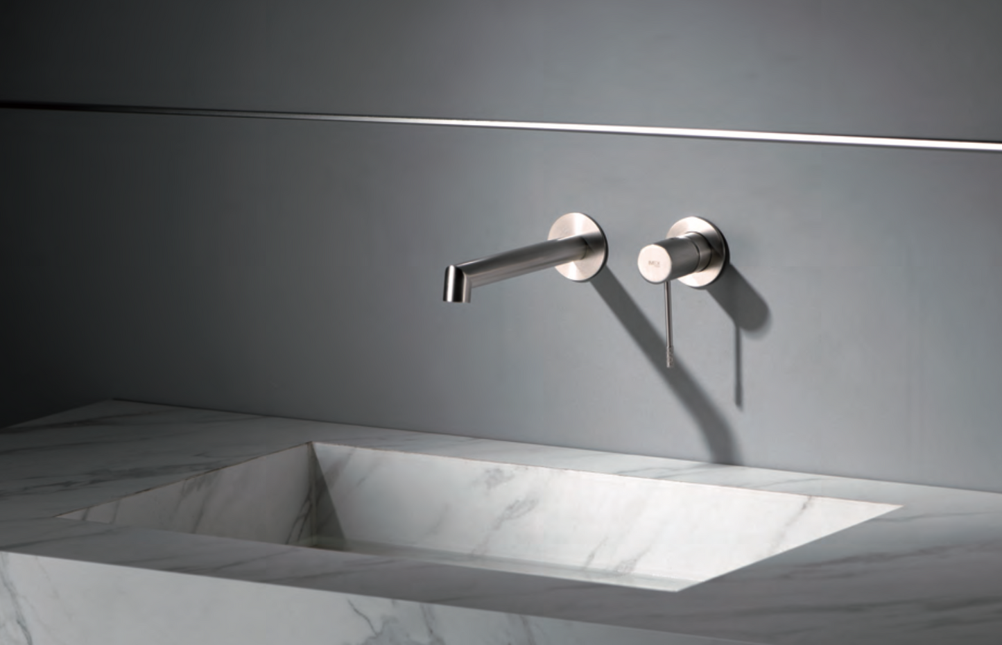 Imex Line brushed nickel built-in sink taps