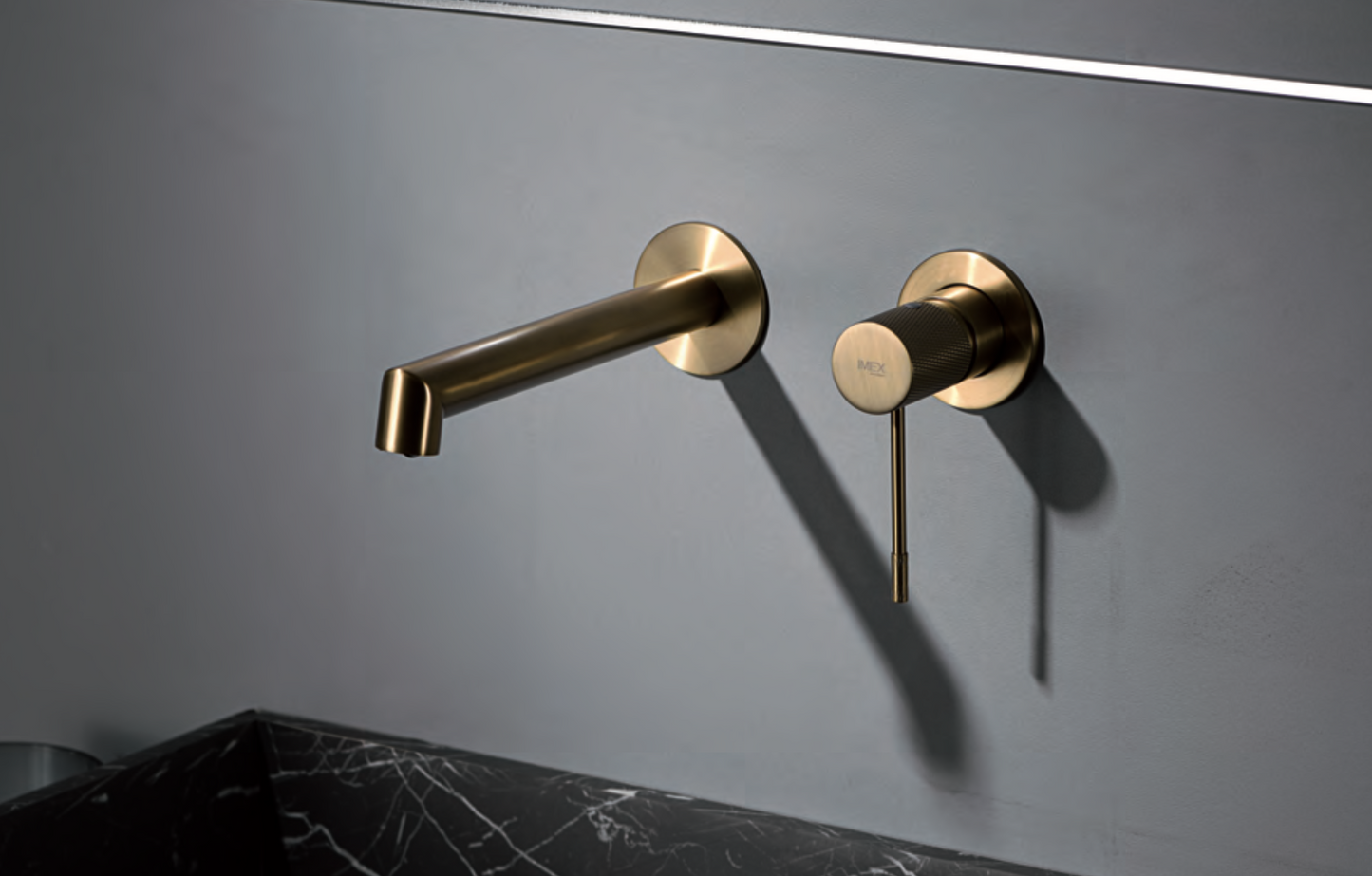 Imex Line brushed gold built-in washbasin taps