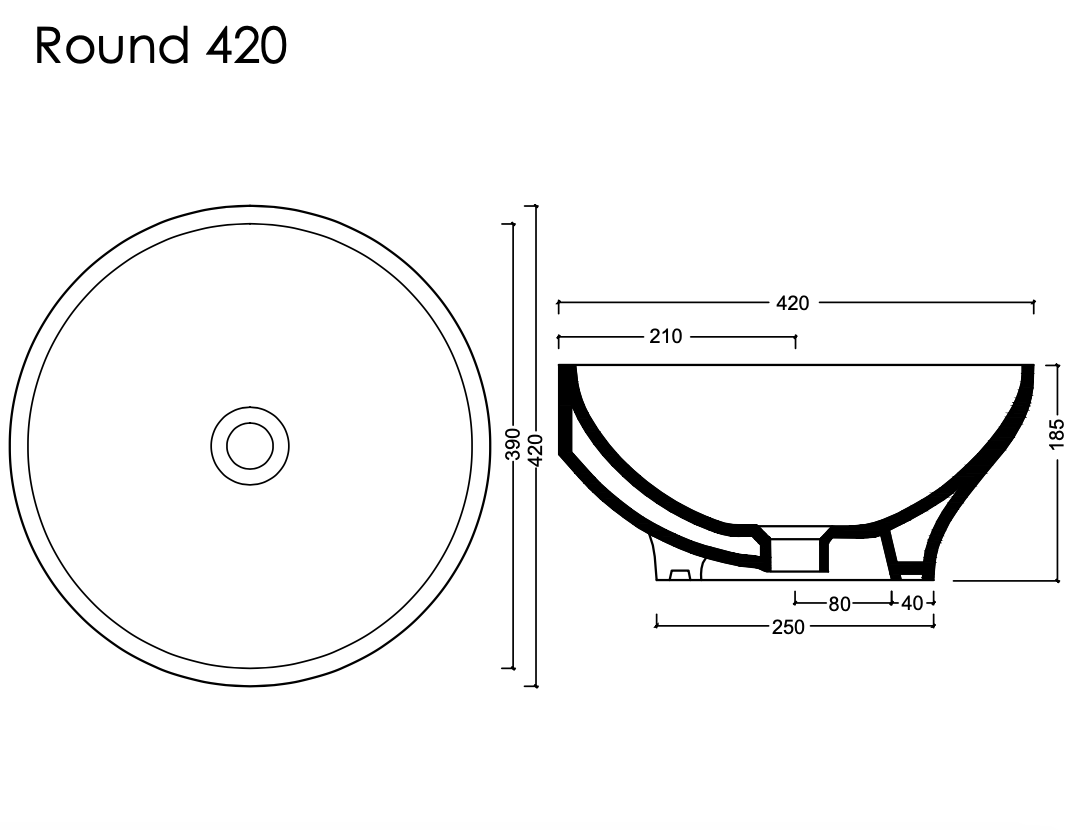 Lavabo cerámica redondo sobreencimera Round420