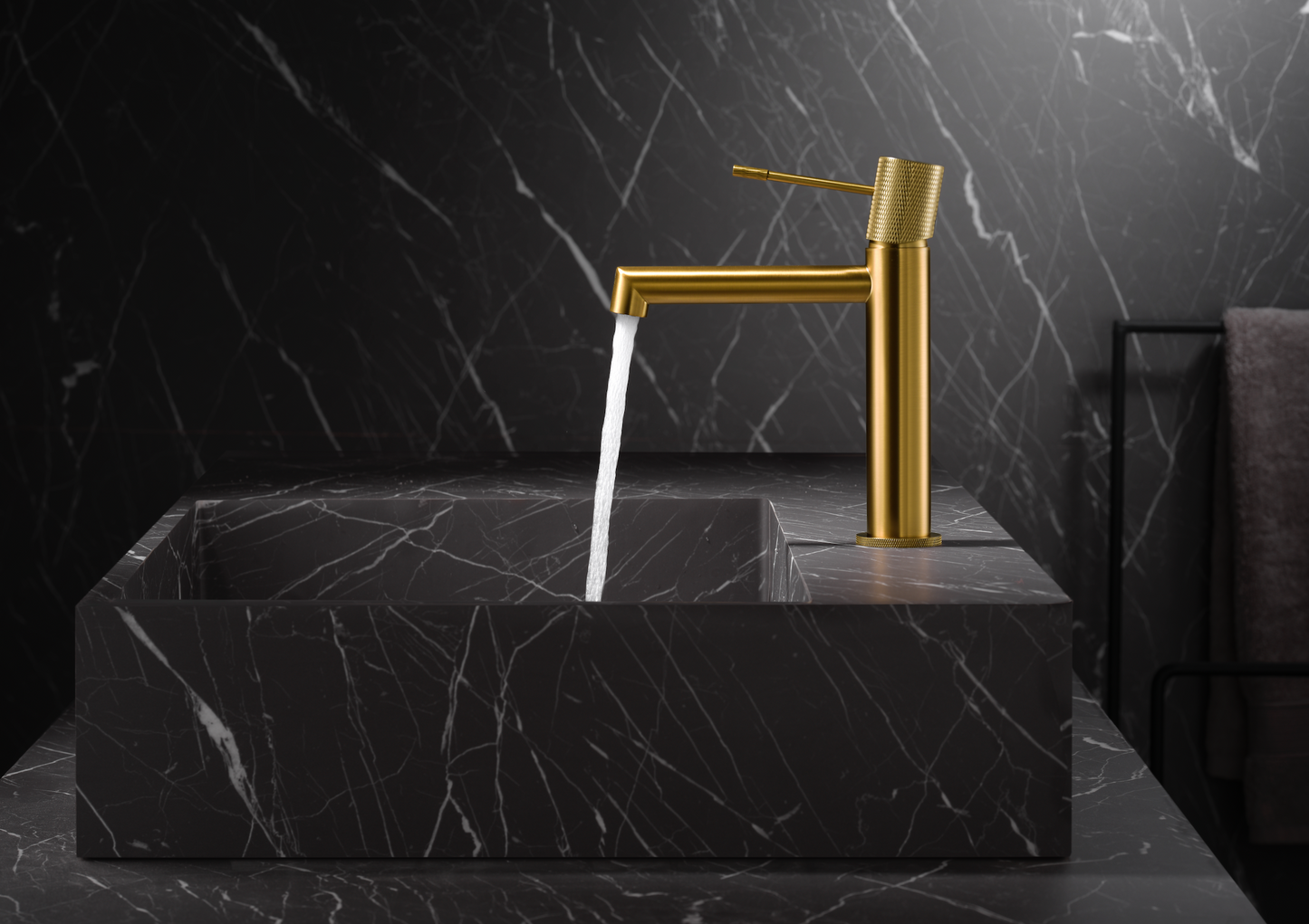 Imex Line brushed gold single-lever basin mixer taps
