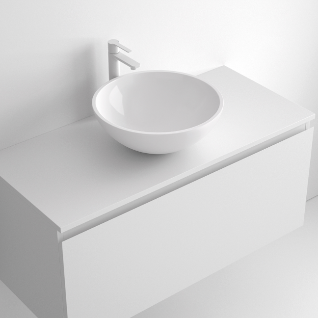 Mundi gloss white countertop washbasin by Maderó Atelier