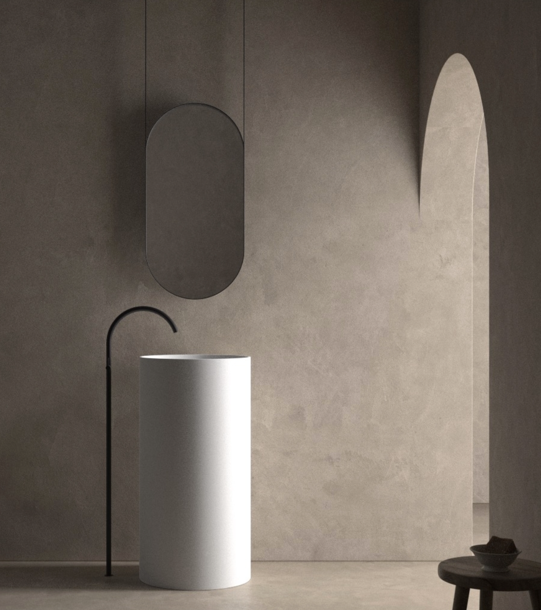 Up Oval bathroom mirror by Maderó Atelier