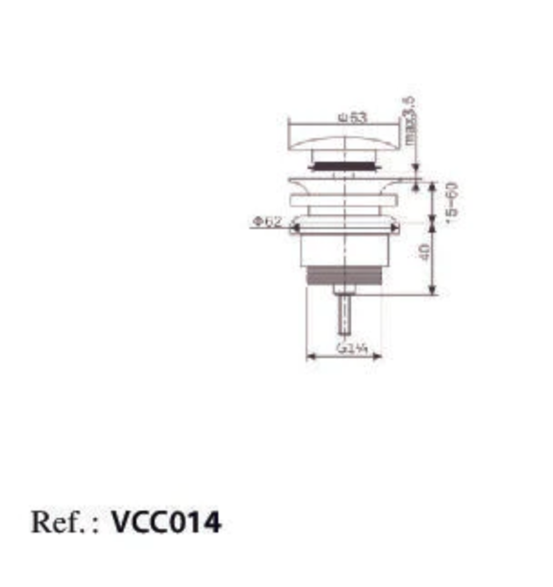 Click clack valve for sink and bidet in Matt Gray by Imex