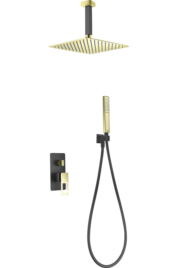 Stockholm black gold built-in single-lever shower set by Imex