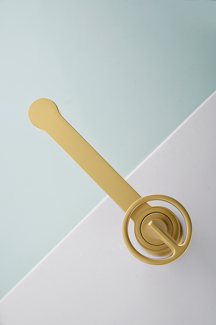 Imex Olimpo brushed gold single-lever basin mixer taps 