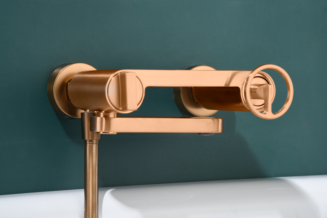 Imex Olimpo brushed rose gold bath and shower taps 