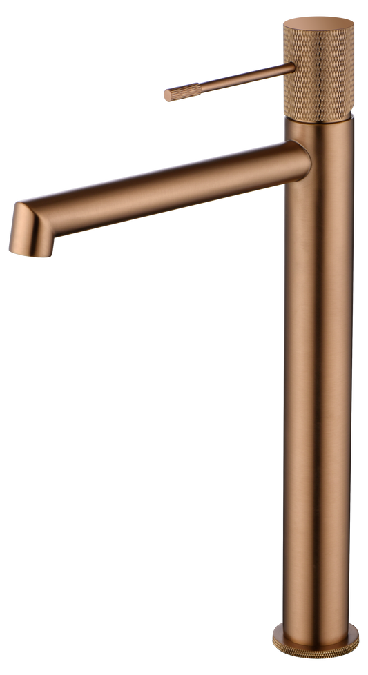 Grifería Monomando Lavabo Alto Line Oro Rosa Cepillado - Imex