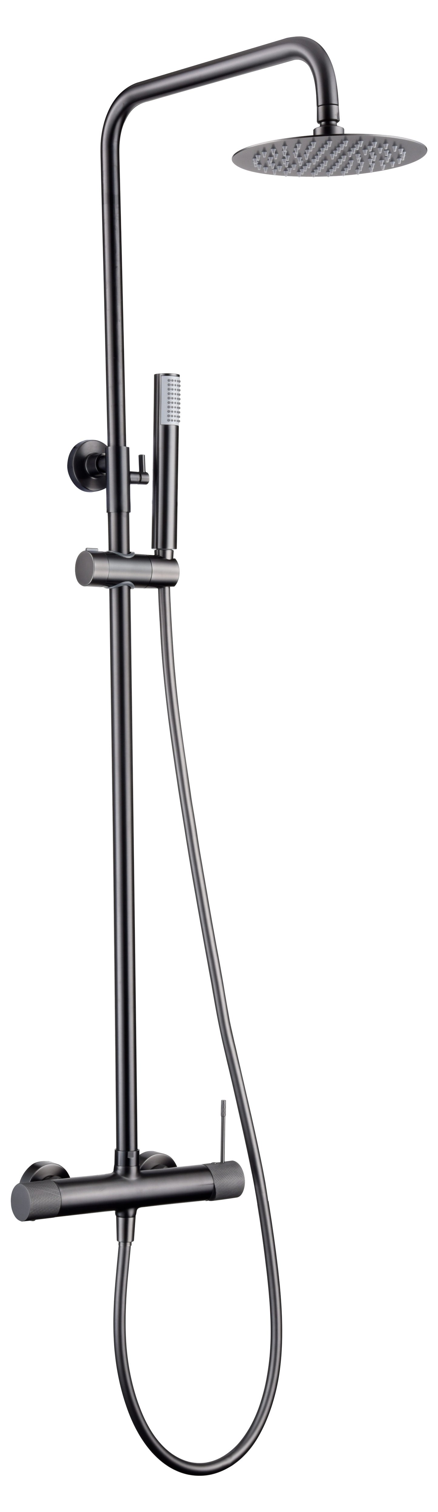 Black gun metal Line single-lever shower bar taps by Imex
